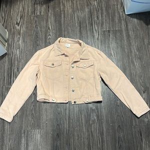 Cropped pink denim jacket